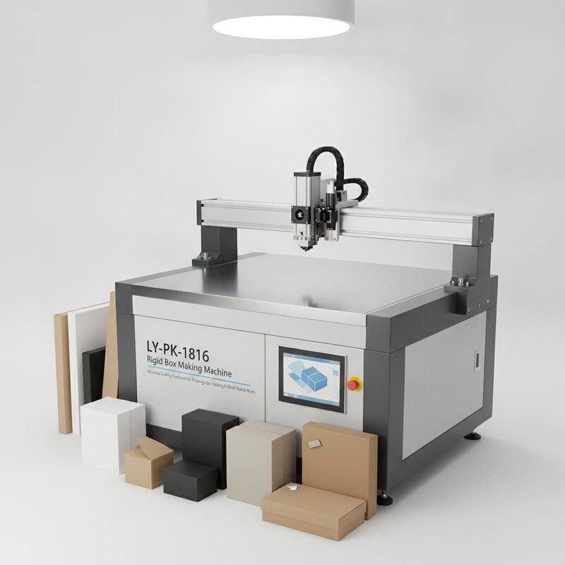 LY-PK-1816 rigid box making machine che fornisce soluzioni di taglio accurate per la produzione di campioni di imballaggio e le mini serie